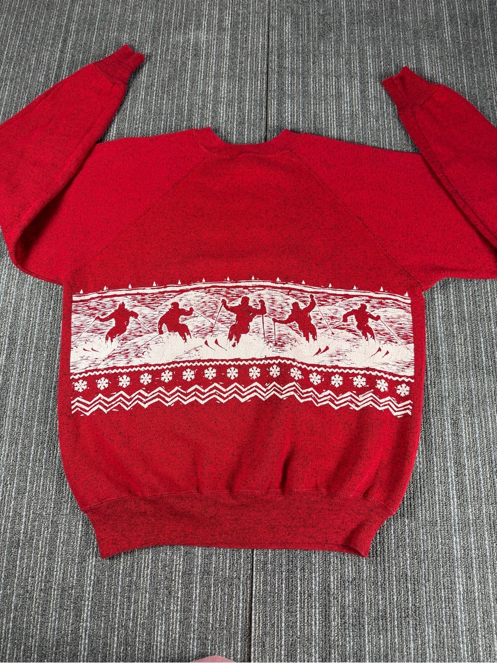 Vintage Crew Neck Sweatshirt XL Red Ultra Sweats Made In USA Ski Theme